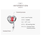 925 Silver Love Puzzles Heart Pendant for Bracelet DIY