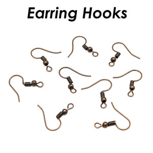 100 x Earring Hooks Silver Bronze Copper Gunmetal Rose 14K Earrings Wires Earwir