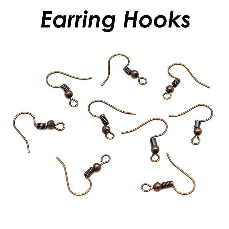 100 x Earring Hooks Silver Bronze Copper Gunmetal Rose 14K Earrings Wires Earwir