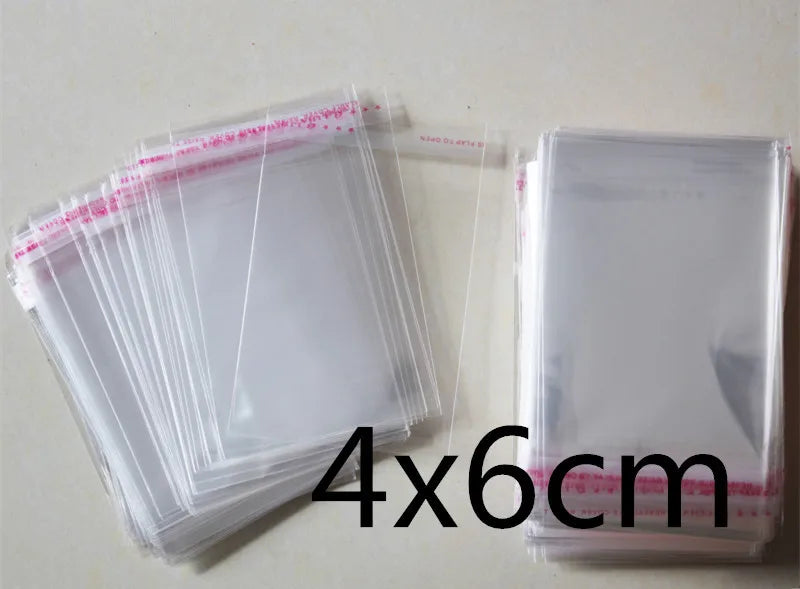 1000 PCS 4x6cm Self Adhesive Clear Jewelry Gift Bag