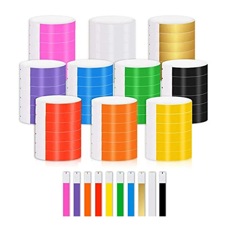 1000 Neon Waterproof Wristbands for Events, 10 Colors