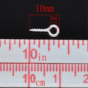 1000 PCs Screw Eye Bail Findings Silver 10x4mm