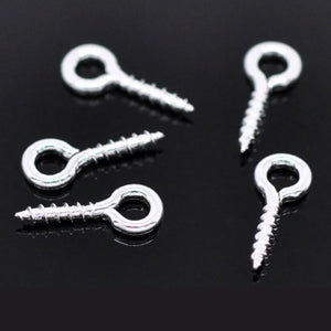 1000 PCs Screw Eye Bail Findings Silver 10x4mm