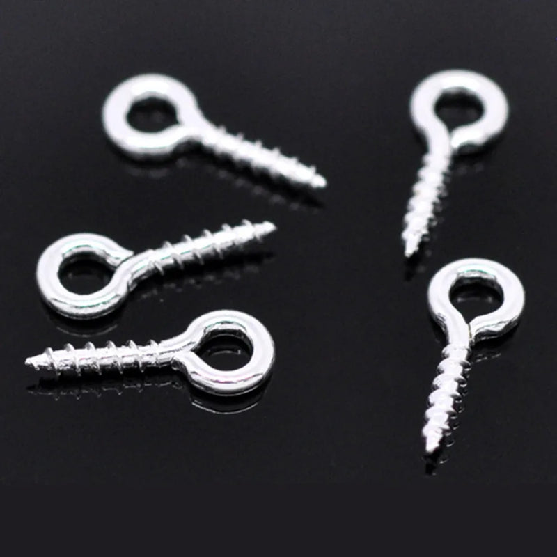 1000 PCs Screw Eye Bail Findings Silver 10x4mm