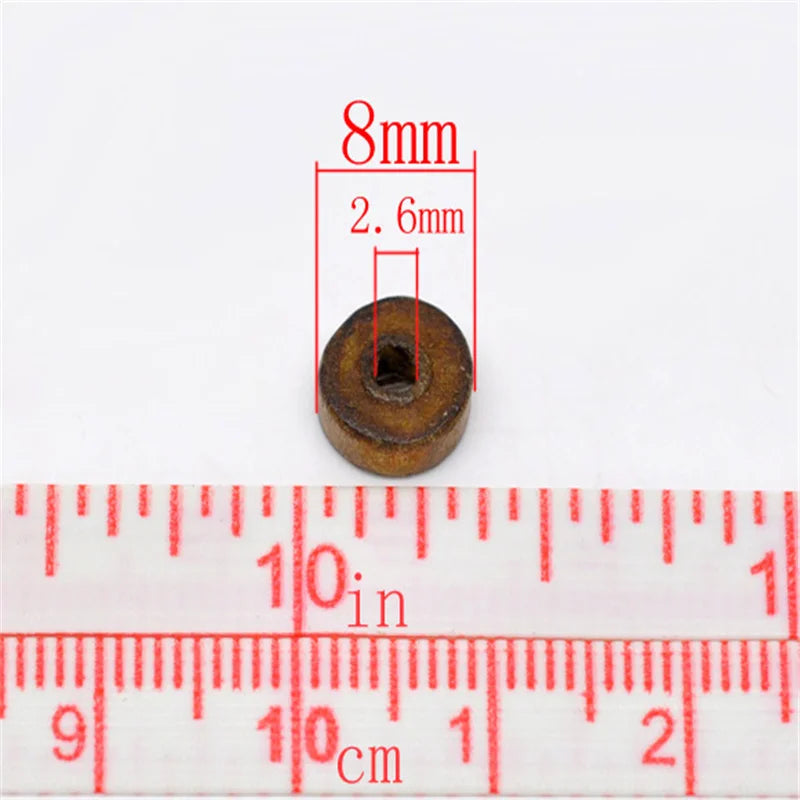 1000 PCs 8mm Wooden Spacer Beads Coffee Color DIY Jewelry Making Hole 2.6mm
