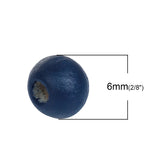 1000 Wood Spacer Beads Round Navy 6mm Dia.