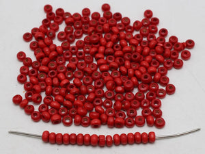 1000 Red 4mm Round Wood Seed Beads