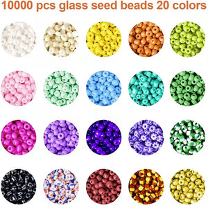 10000Pc 3Mm Glass Seed Beads & 360Pc Letter Beads For DIY Jewelry