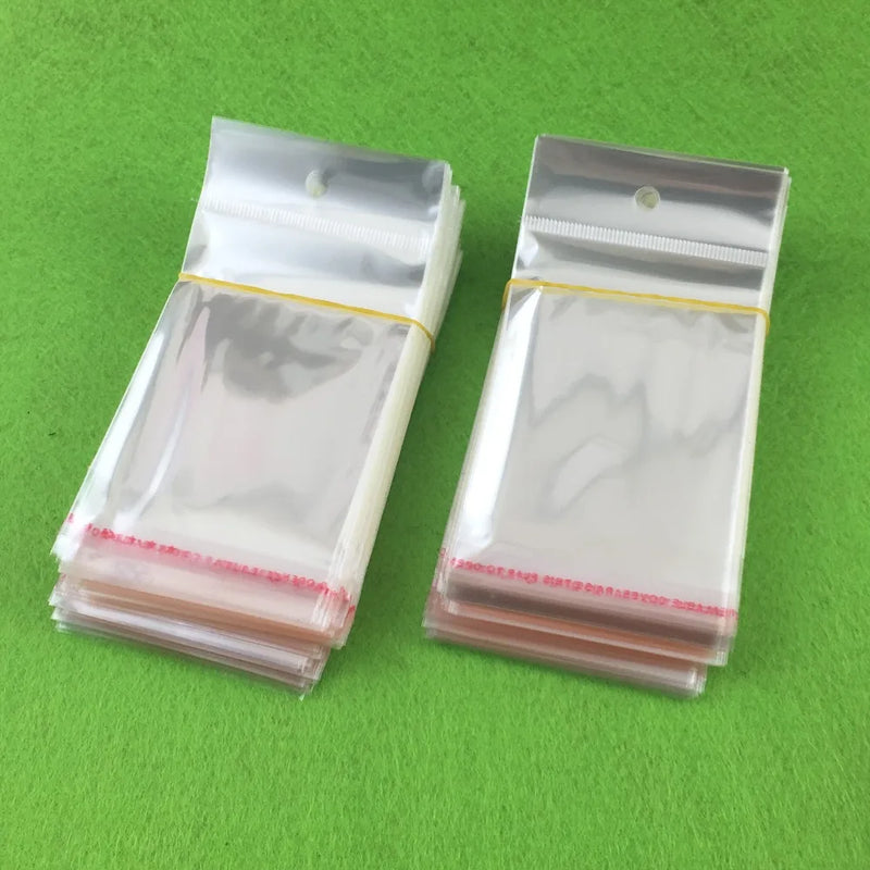 1000PCS 12*6cm OPP Bags with Hanging Hole Clear Transparent Self Adhesive Seal
