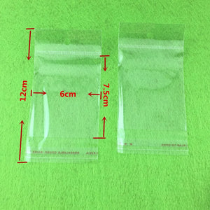 1000PCS 12*6cm OPP Bags with Hanging Hole Clear Transparent Self Adhesive Seal