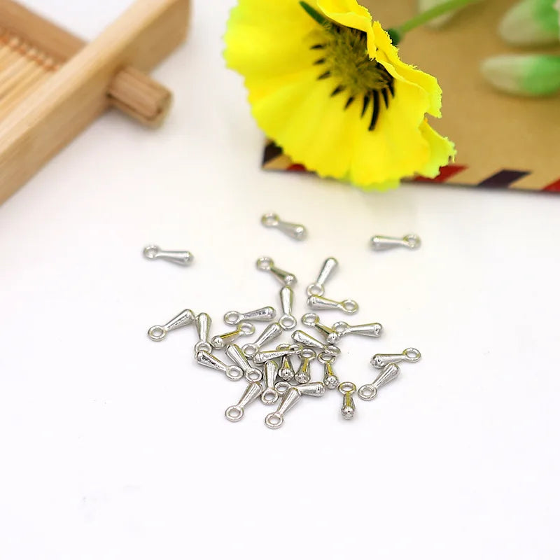 1000PCS 2*7mm Tail Extender Chain Metal Alloy Water Drop Pendants