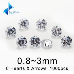 1000Pcs 8 Hearts 8 Arrows 5A CZ Loose Gemstone Jewelry