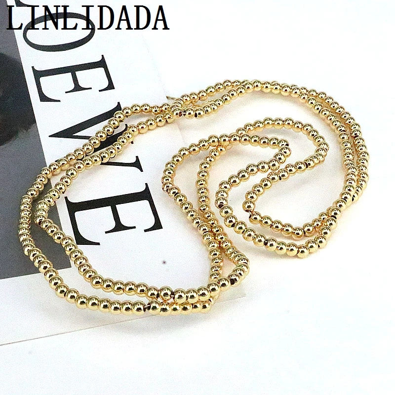 1000Pcs Light Plated Round Ball Spacer Loose Copper Beads for Jewelry Making
