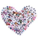 1000Pcs Acrylic Beads Flat Round Arabic Alphabet Star Letter Flower Heart Moon