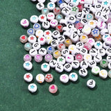 1000Pcs Acrylic Beads Flat Round Arabic Alphabet Star Letter Flower Heart Moon