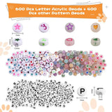1000Pcs Acrylic Beads Flat Round Arabic Alphabet Star Letter Flower Heart Moon