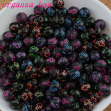 1000Pcs Hollow Cross Carved Acrylic Round Spacer Beads Mixed 8mm Jewelry DIY