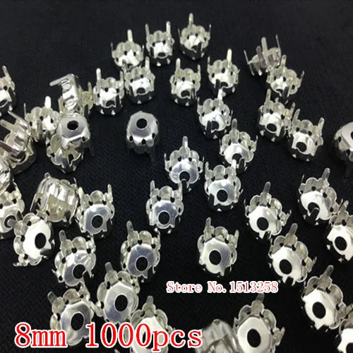 SS38 8MM Sew on Round Silver Plating Settings 4 holes
