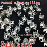 SS38 8MM Sew on Round Silver Plating Settings 4 holes