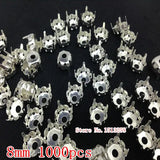 SS38 8MM Sew on Round Silver Plating Settings 4 holes