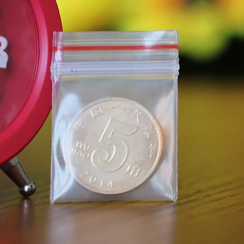 1000Pcs Small 2.2cm*2.5cm Clear Zip Lock Resealable Grip Seal Plastic Bag
