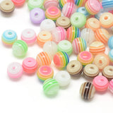 1000Pcs Rainbow Colorful Striped Resin Beads Round Spacer
