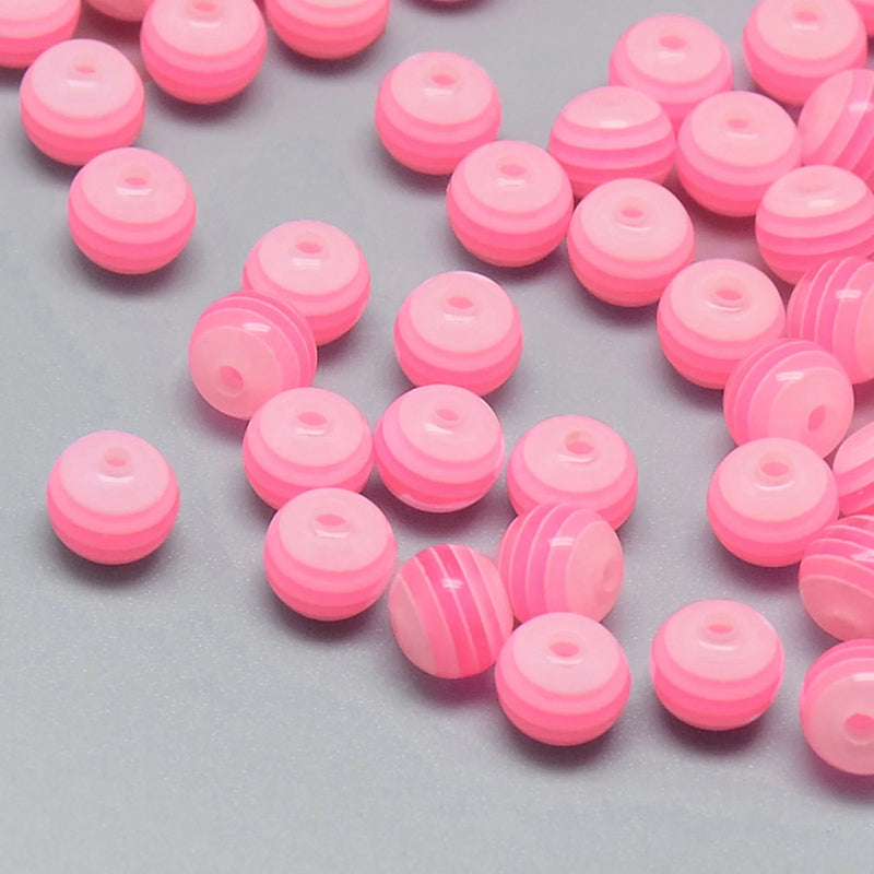 1000Pcs Rainbow Colorful Striped Resin Beads Round Spacer