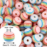 1000Pcs Rainbow Colorful Striped Resin Beads Round Spacer