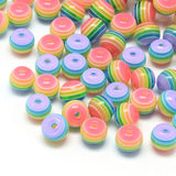 1000Pcs Rainbow Colorful Striped Resin Beads Round Spacer