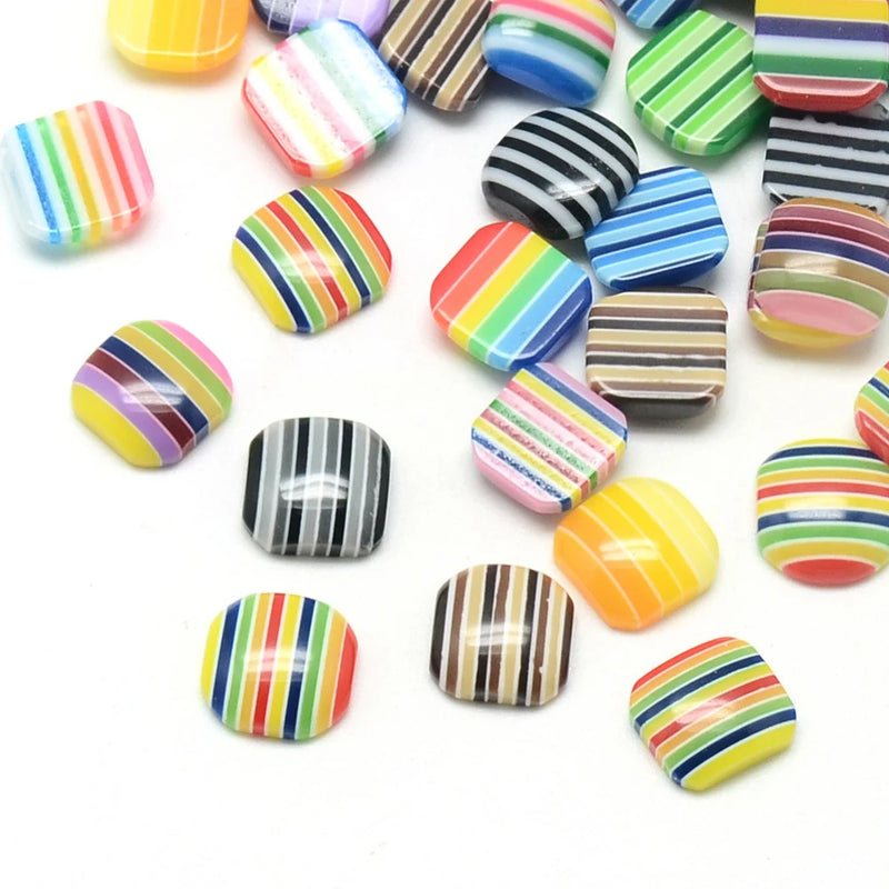 1000pc Resin Striped Cabochons Heart Mixed DIY Jewelry Decoration