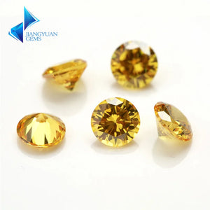1000pcs 0.8~4mm 5A CZ Loose Stone Golden Yellow Round Cut Synthetic Gems