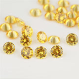 1000pcs 0.8~4mm 5A CZ Loose Stone Golden Yellow Round Cut Synthetic Gems