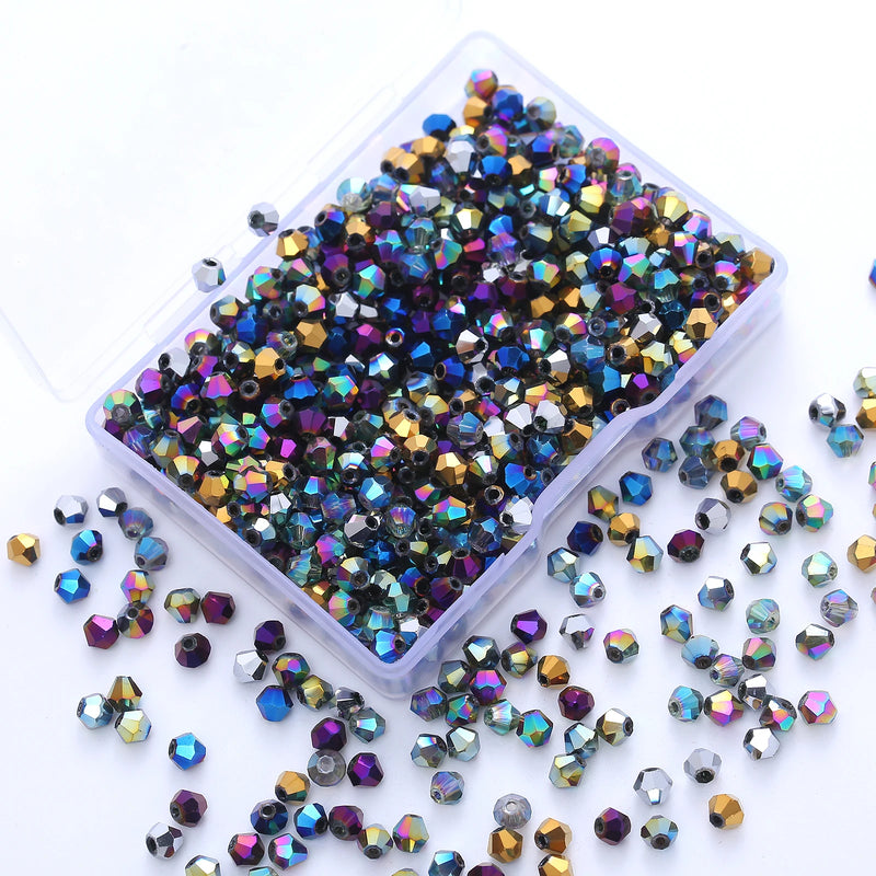 1000pcs Crystal Glass Bicone Beads DIY Jewelry Making Mixed Colors