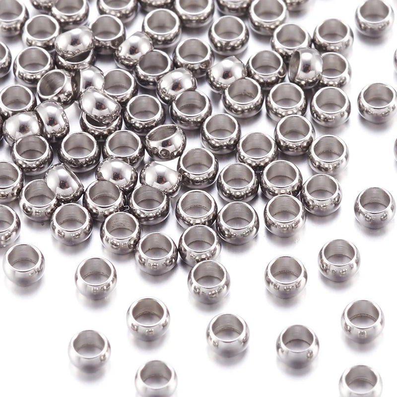 1000pcs 304 Stainless Steel Crimp Beads for Jewelry Making DIY 1/2/2.5/3mm