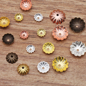 1000pcs Metal Brass Filigree Flowers Bead Caps Charms DIY Jewelry Findings