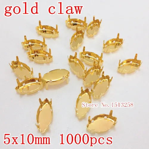 1000pcs 7x15mm 5x10mm Navette Marquise Metal Claw Setting