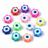 1000pcs Flower Polymer Clay Beads with Evil Eye Spacer Beads
