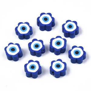 1000pcs Flower Polymer Clay Beads with Evil Eye Spacer Beads
