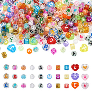 1000pcs Heart Cube Letter Acrylic Spacer Beads DIY Jewelry Making