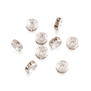 1000pcs Iron Rhinestone Spacer Beads B Rondelle Clear Golden 6x3mm