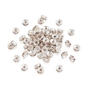1000pcs Iron Rhinestone Spacer Beads B Rondelle Clear Golden 6x3mm