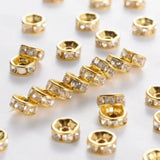 1000pcs Iron Rhinestone Spacer Beads B Rondelle Clear Golden 6x3mm