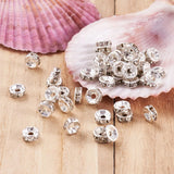 1000pcs Iron Rhinestone Spacer Beads B Rondelle Clear Golden 6x3mm