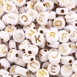 1000pcs Metal Enlaced Acrylic Beads with Golden Alphabet Letter Beads