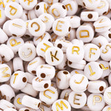 1000pcs Metal Enlaced Acrylic Beads with Golden Alphabet Letter Beads