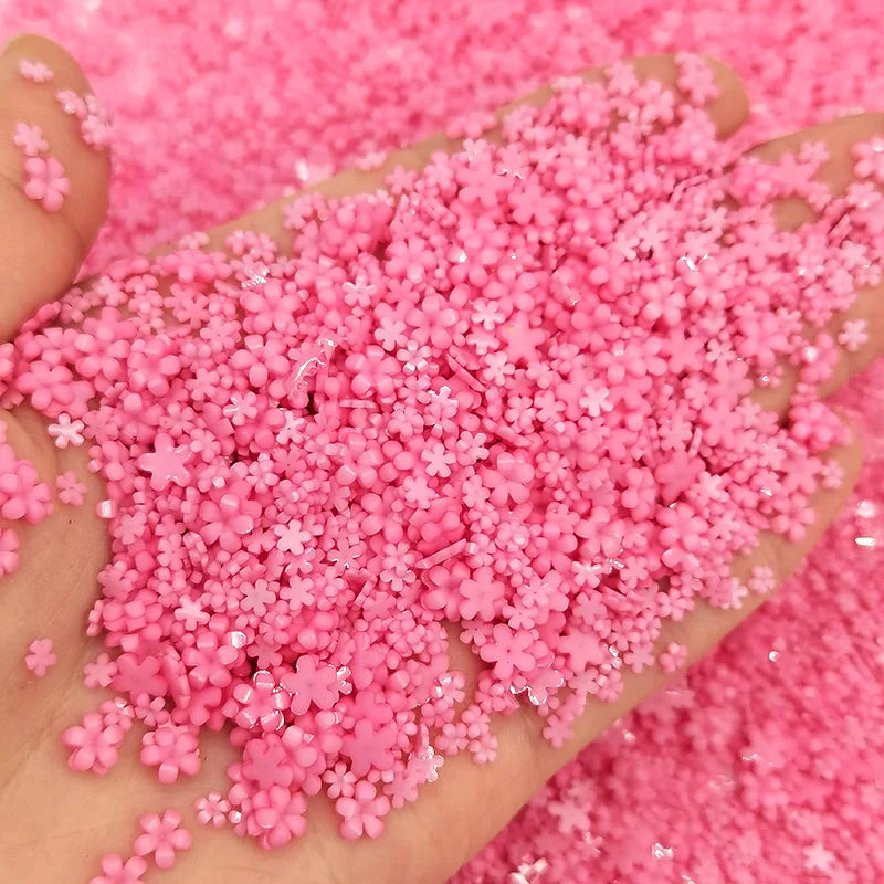 1000pcs Acrylic Flower Nail Decorations 3D Nail Art Parts Gems Mixed Size Charms