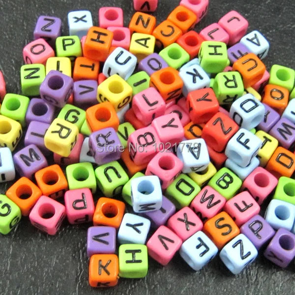 1000pcs Spacer Beads Mixed Alphabet Letter Acrylic Beads For Necklace Making