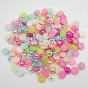 1000pcs 10mm Mix Sunflower Half Round Pearl Flatback Beads DIY Decoration