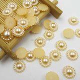 1000pcs 10mm Mix Sunflower Half Round Pearl Flatback Beads DIY Decoration