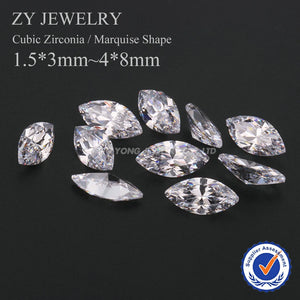 1000pcs 5A CZ Stone Loose Marquise Shape 1.5x3mm~4x8mm